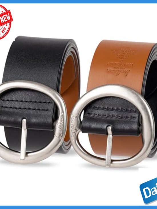 Reversible Leather Belt with Statement Buckle, Size Small main image 4